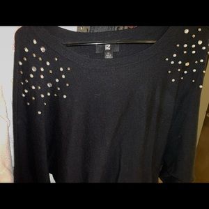 iIZ black sweater with sequence pearls